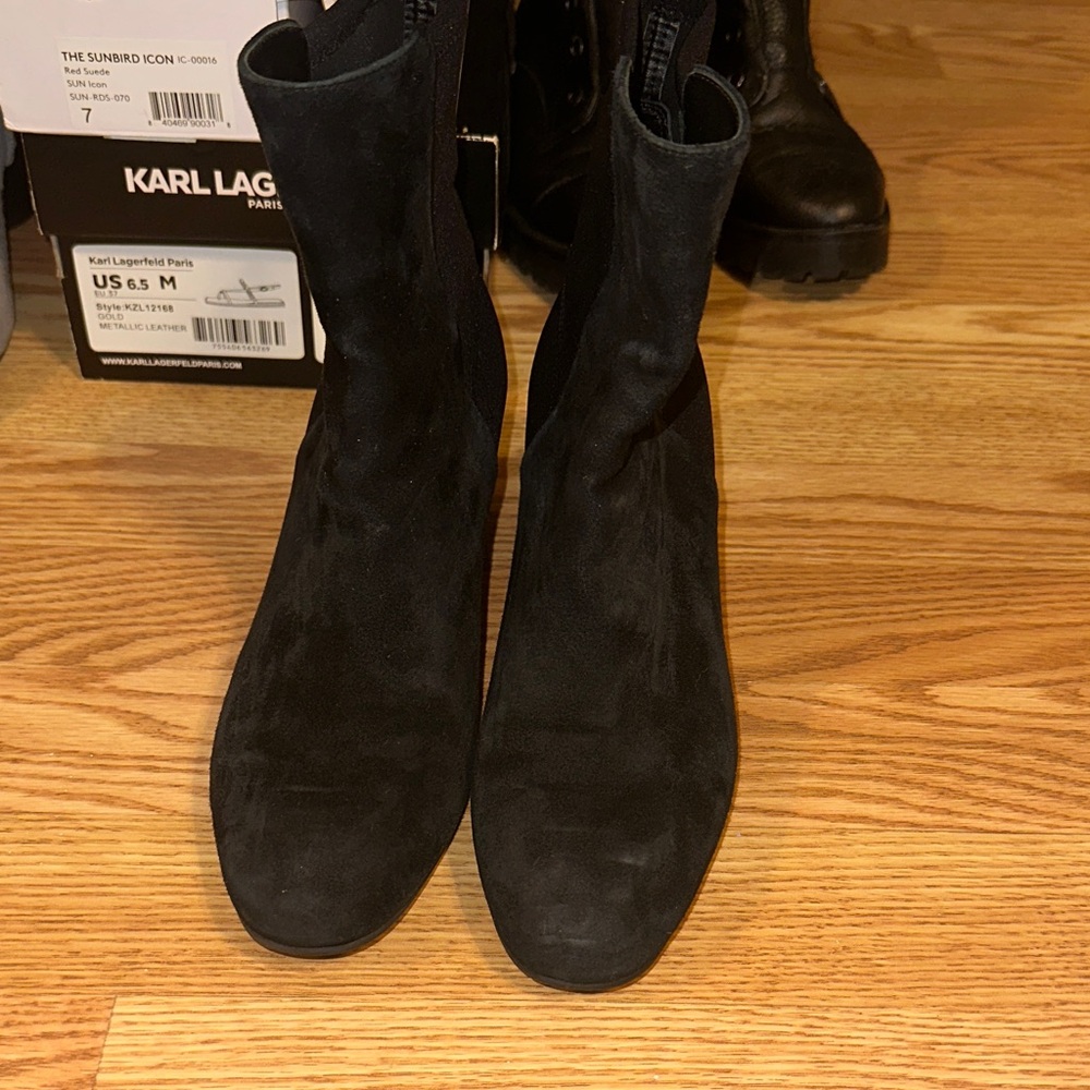 Stuart Weitzman Black Suede Ankle Boots